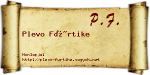 Plevo Fürtike névjegykártya